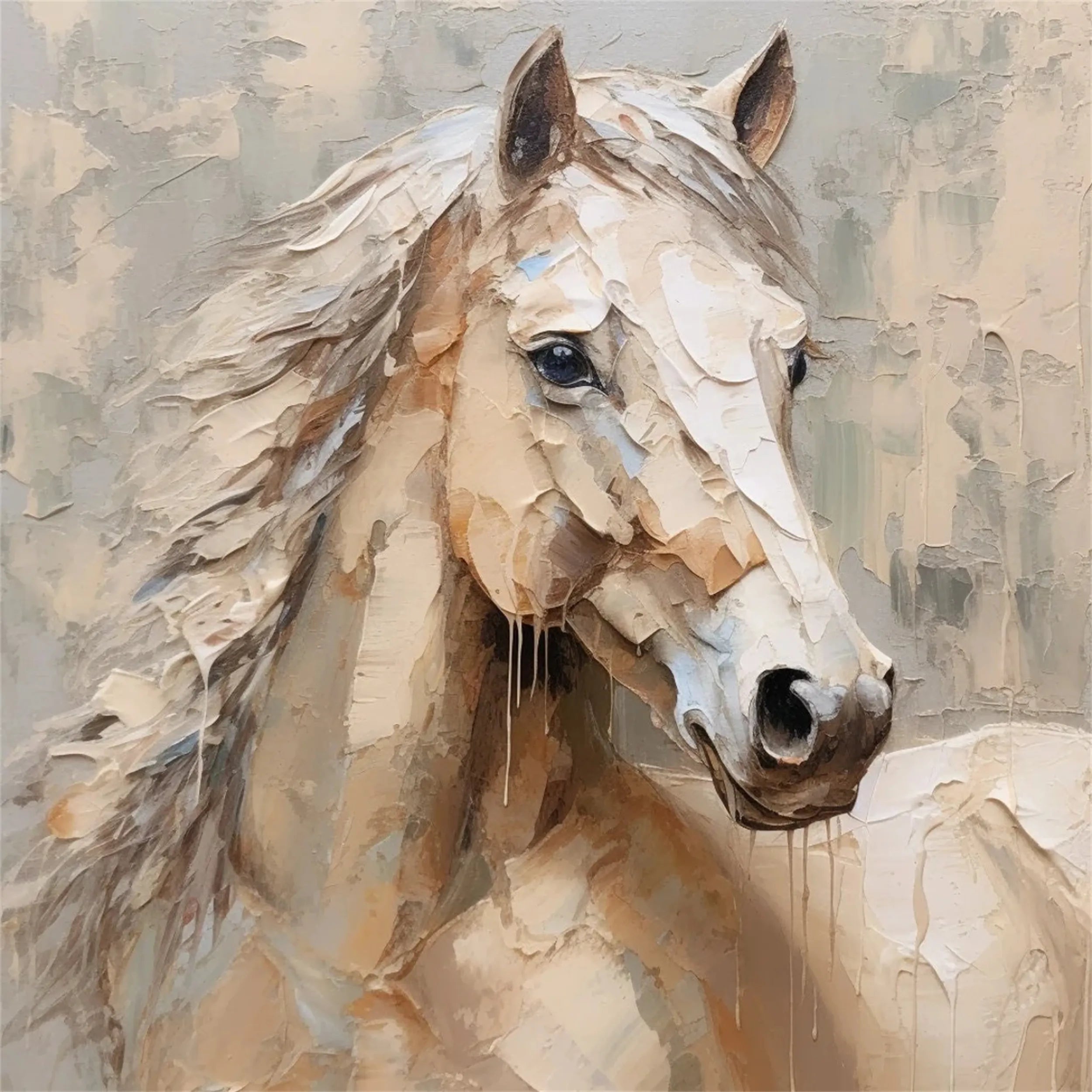 Soft Horse Artwork: Modern Neutral Animal Fine Art #ZZ 026