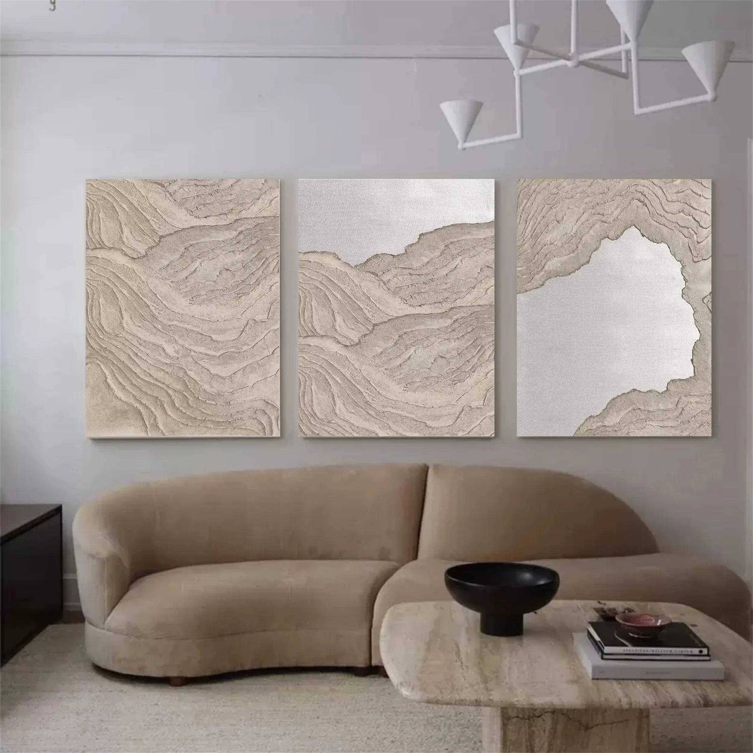 Large Wall Art Set of 3 Beach Art -Abstract Coastal Painting  #JJ 282