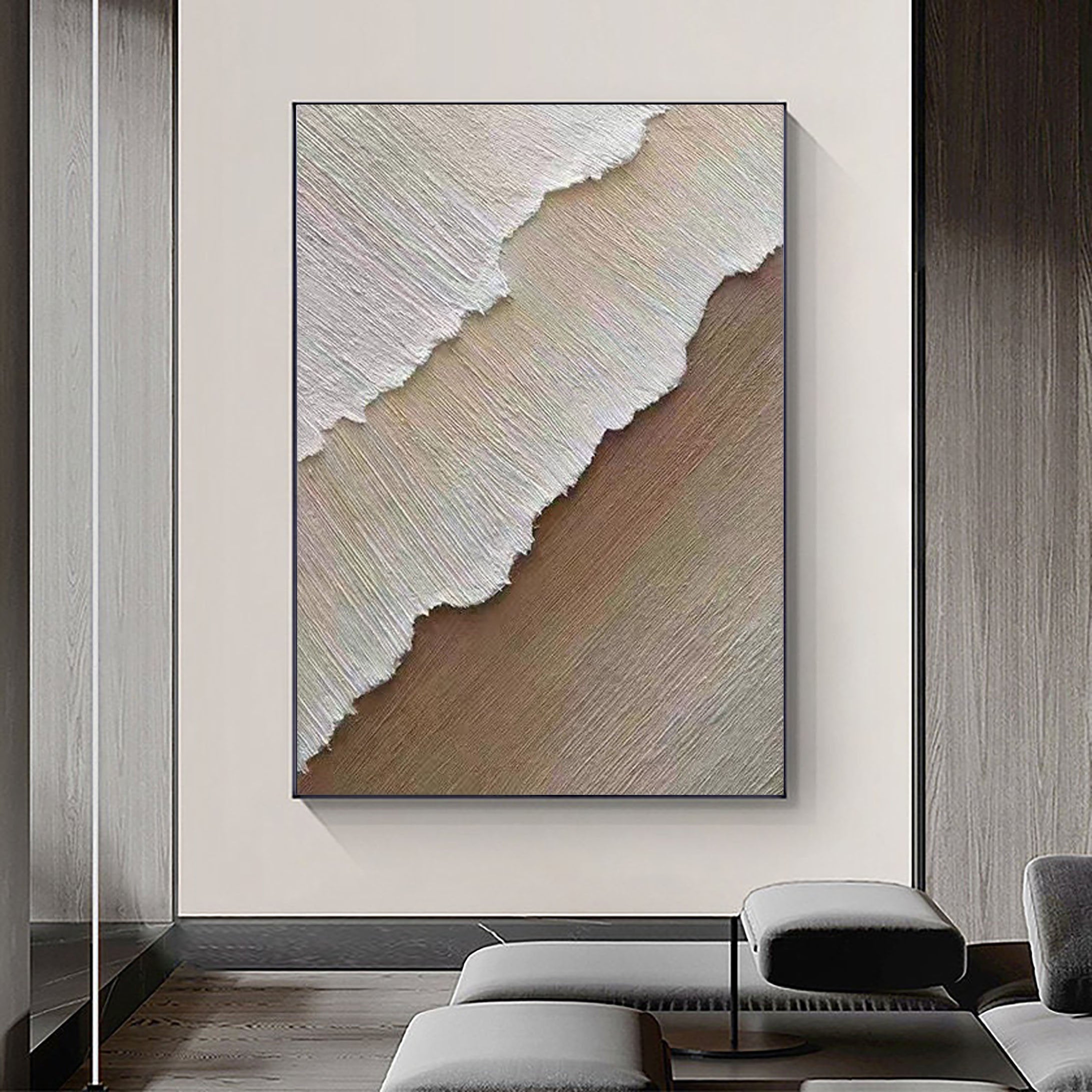 Oversized Neutral Canvas Wall Art Textured Painting for Home Decor #ZZ 063