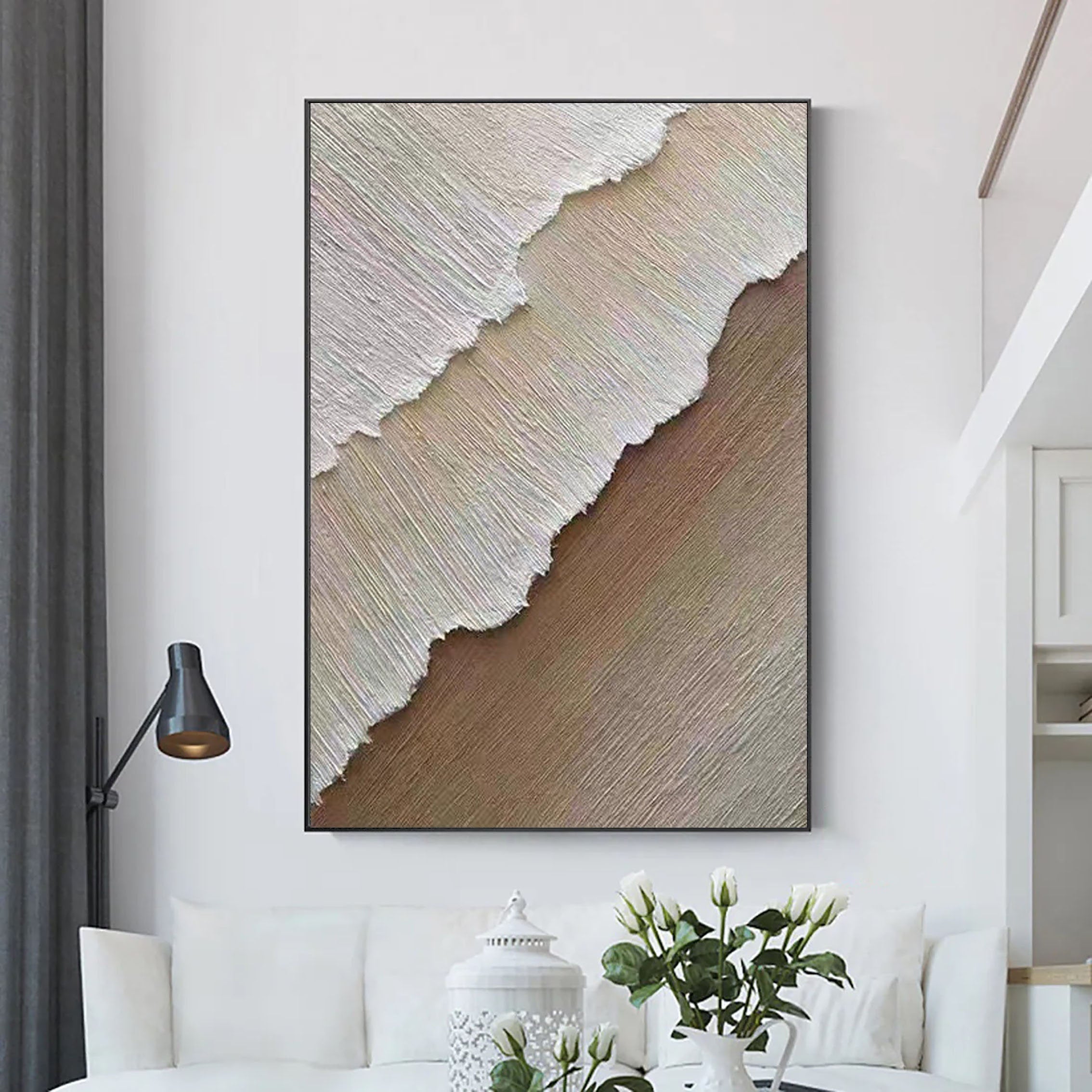 Oversized Neutral Canvas Wall Art Textured Painting for Home Decor #ZZ 063