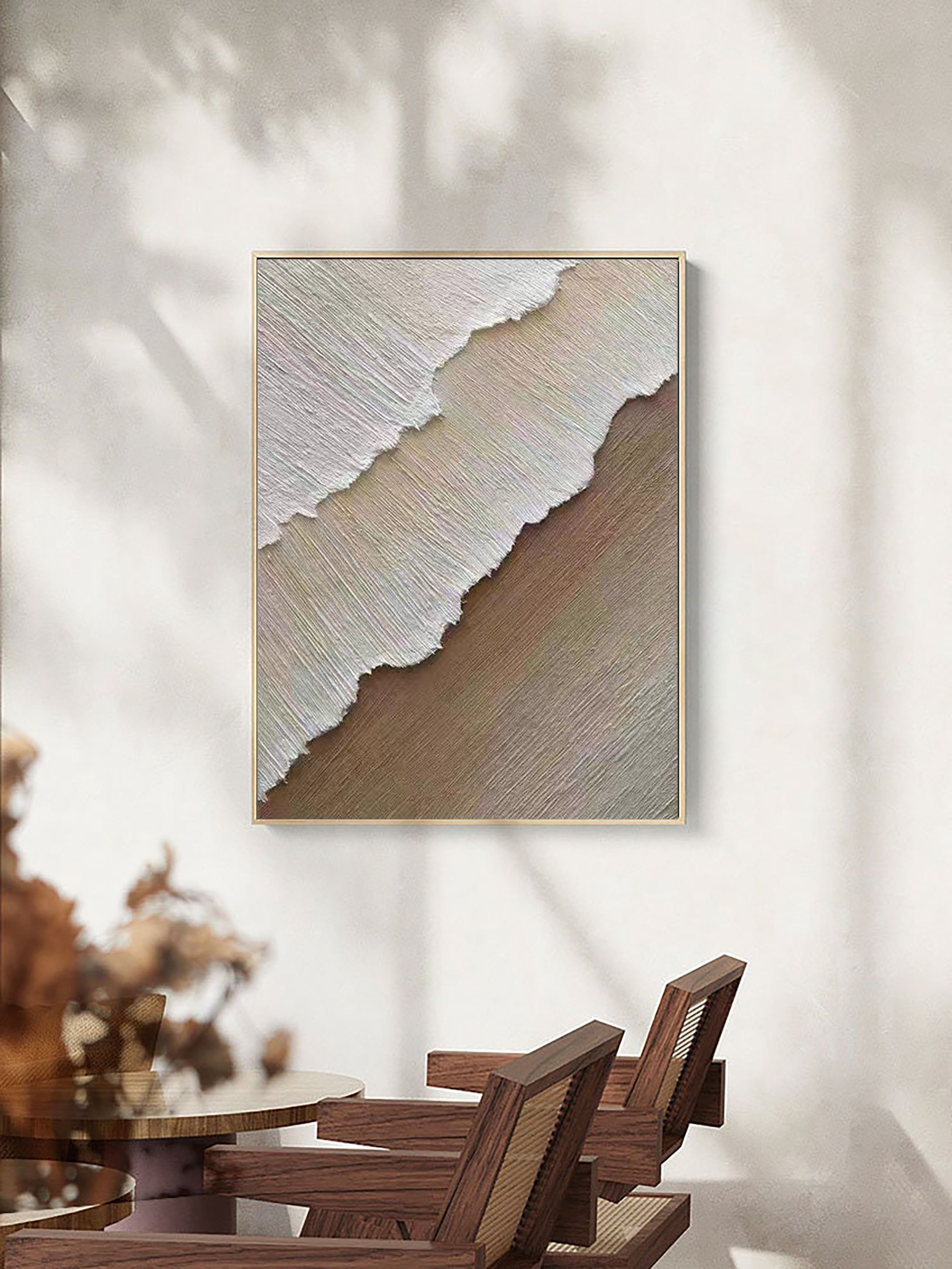 Oversized Neutral Canvas Wall Art Textured Painting for Home Decor #ZZ 063