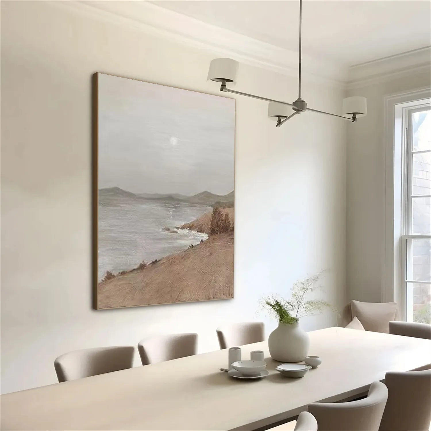 Hand-Painted Ocean Wave Wall Art | Hazy Beach Serene Coastal #JJ 219