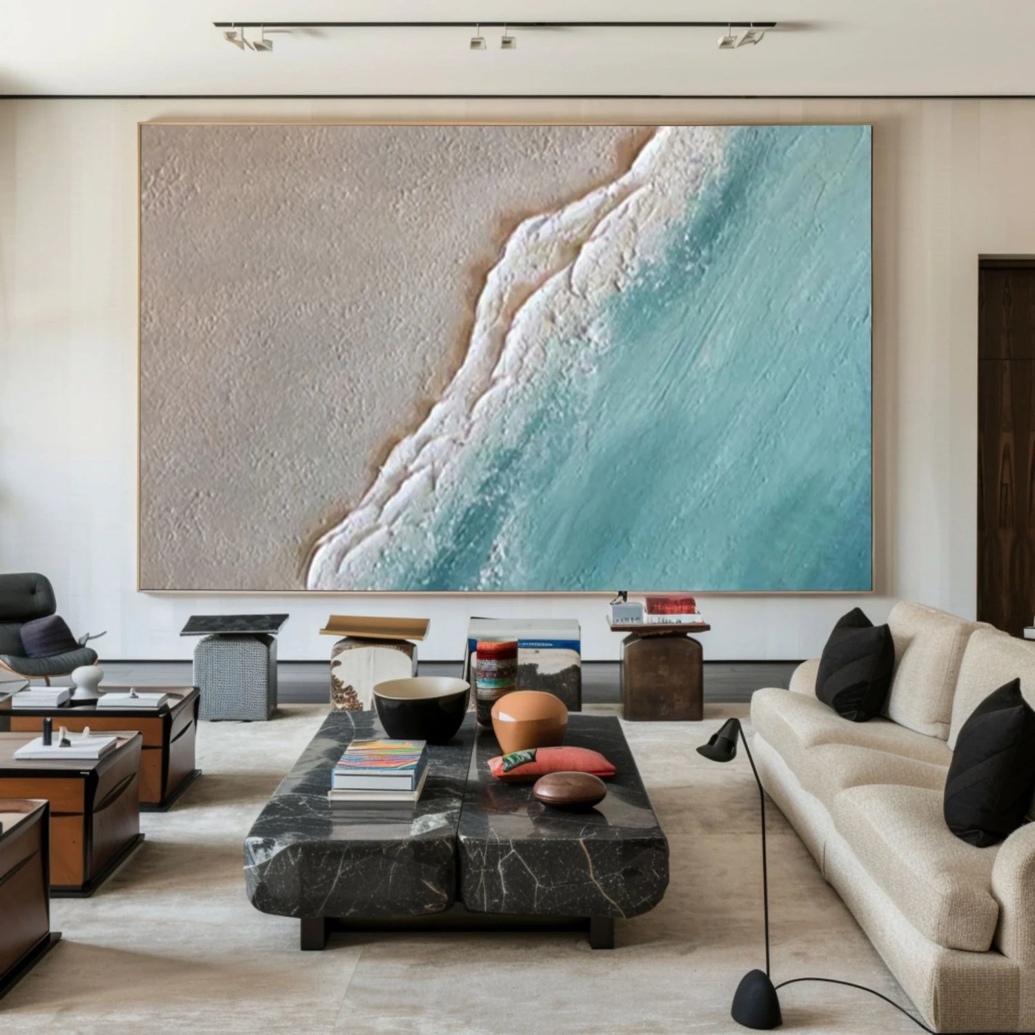 3D Textured Coastal Art | Ocean Wave and Sand Abstract Painting #JJ 160