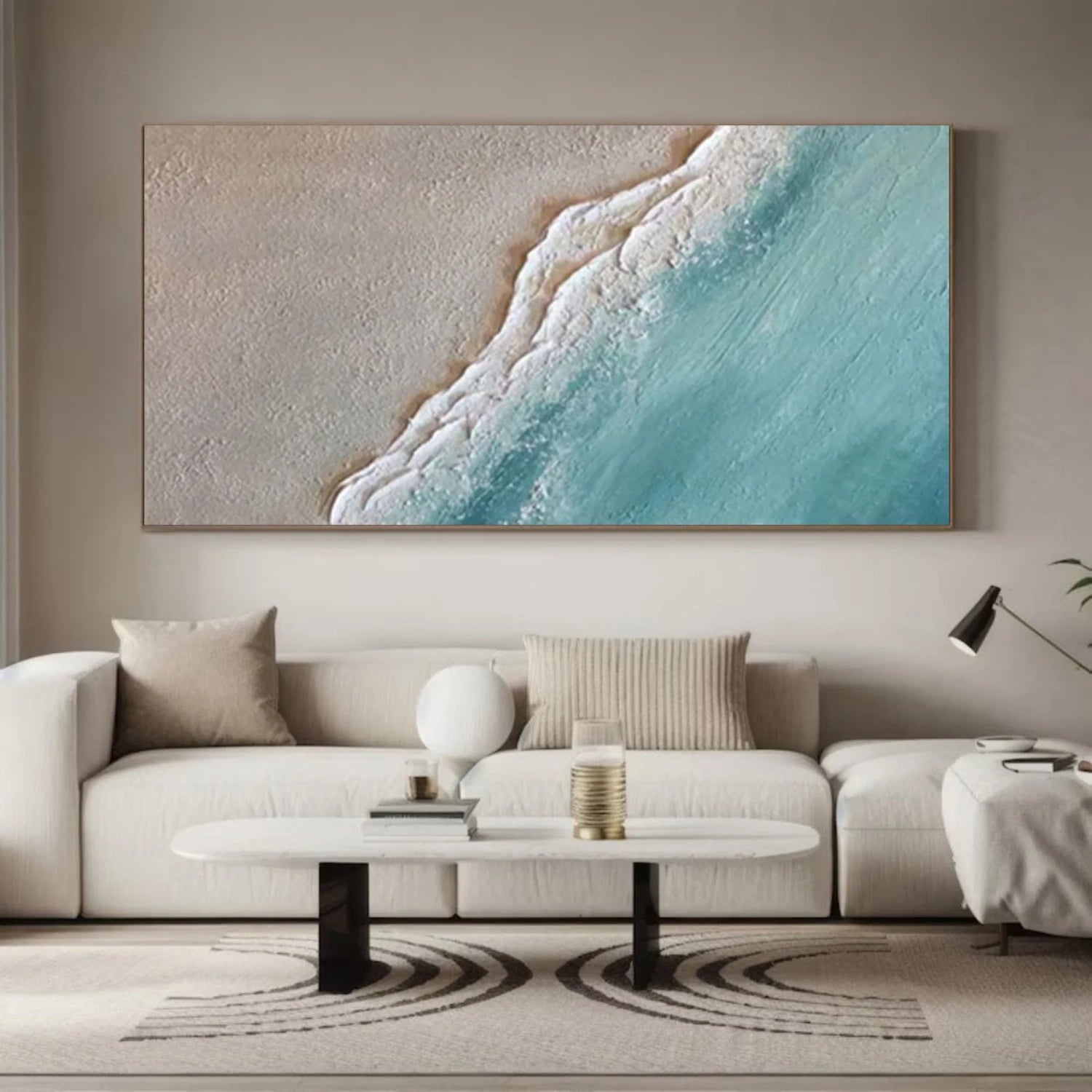 3D Textured Coastal Art | Ocean Wave and Sand Abstract Painting #JJ 160