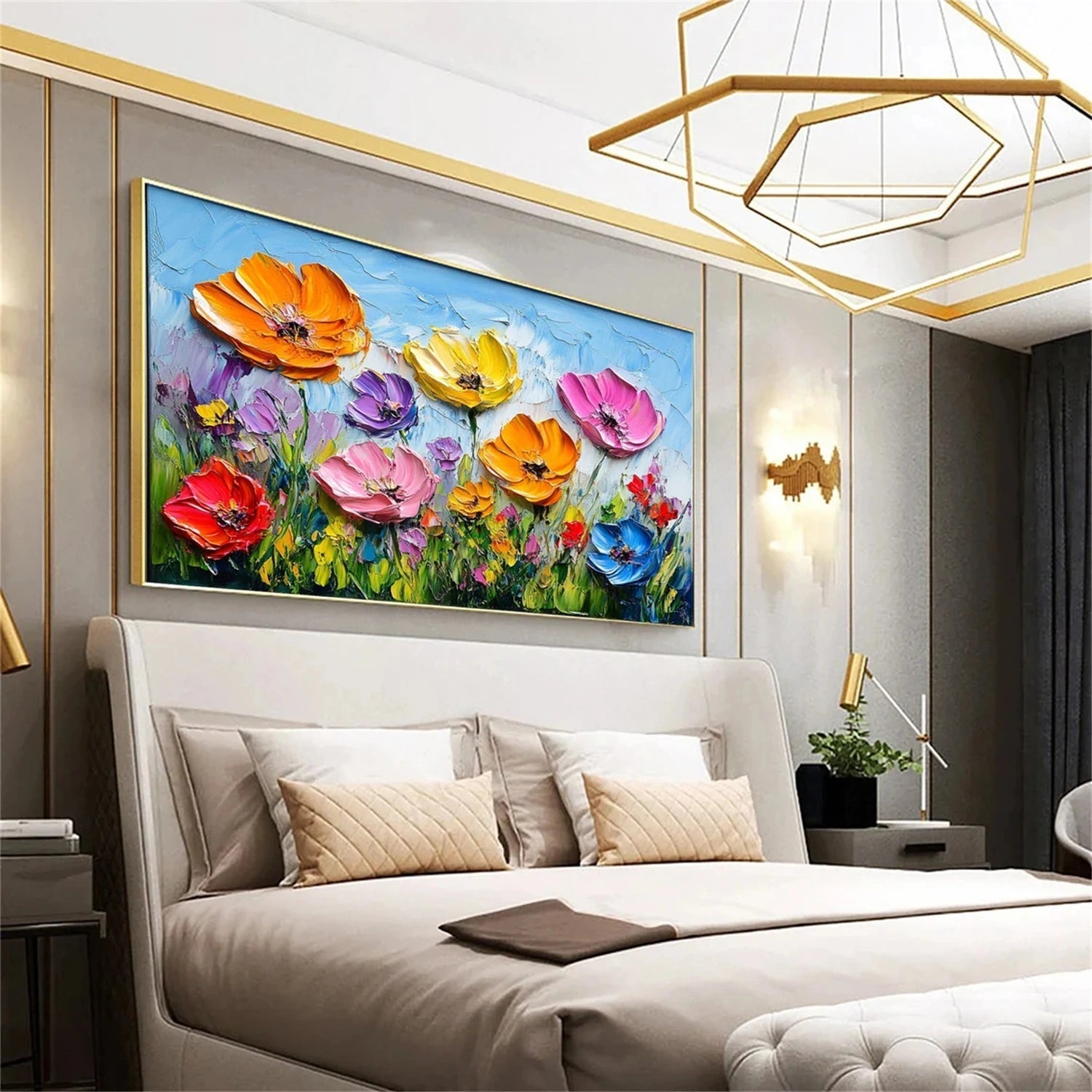 Large - Scale Hand - Painted Oil Painting: Floral Delight for Your Walls #JJ 344