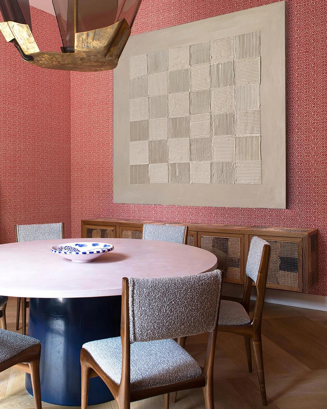 Textured Beige Abstract - Regular Grid Minimalist Living Room Art #JJ 016