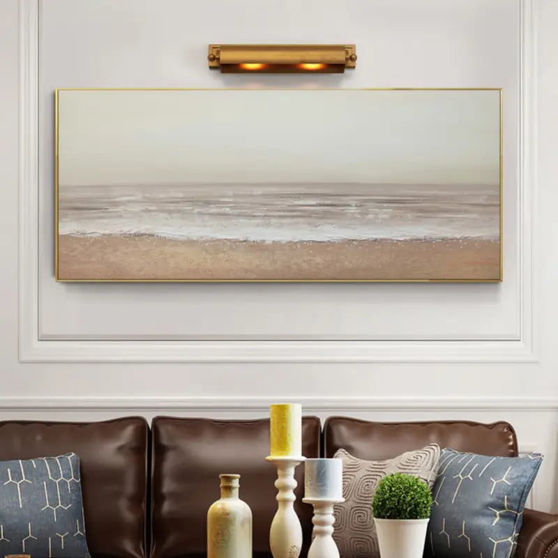 Neutral Coastal Horizon Art | Textured Sand & Wave Abstract Painting #JJ 158