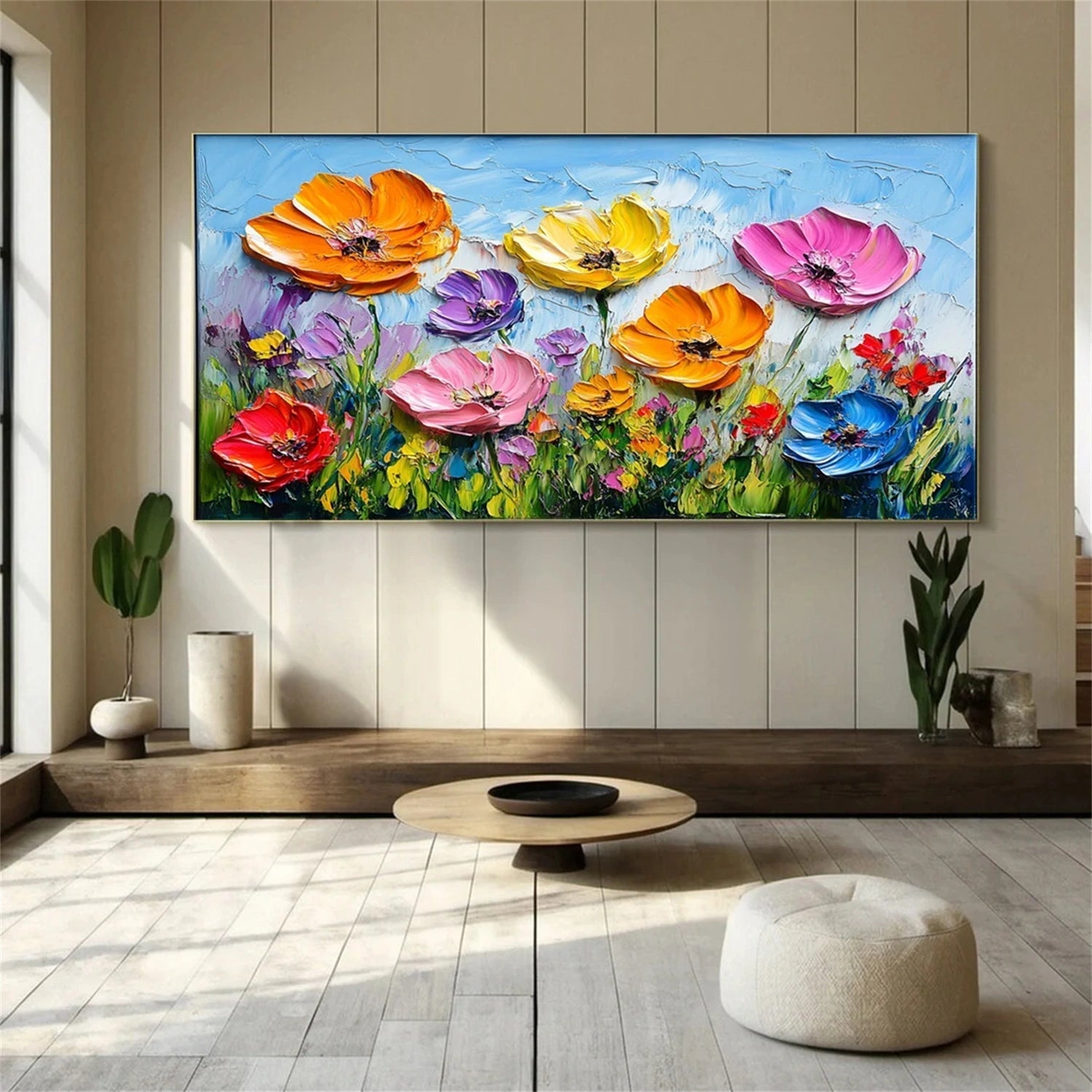 Large - Scale Hand - Painted Oil Painting: Floral Delight for Your Walls #JJ 344