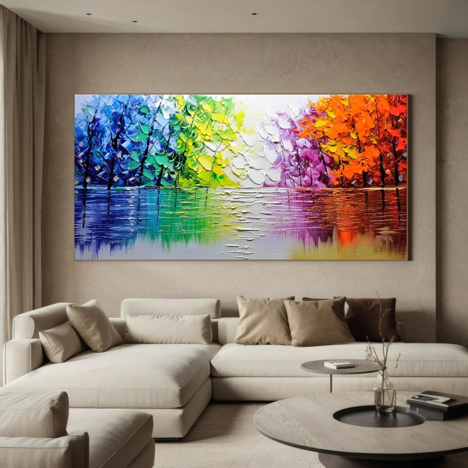 Textured Tree Canvas - Modern Landscape Wall Art #JJ 322