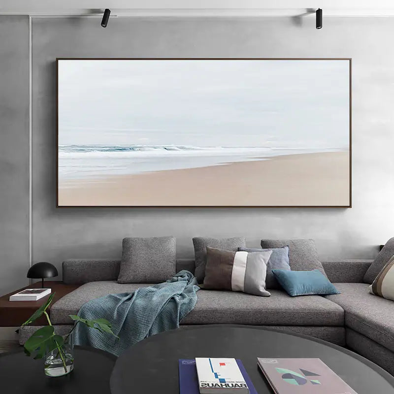 Minimalist Beach Landscape Painting | Neutral Textured Coastal Decor #JJ 159