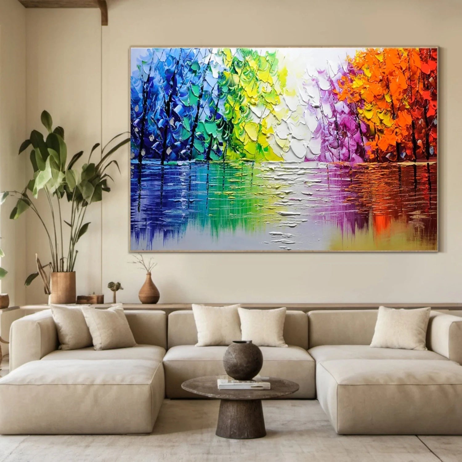 Textured Tree Canvas - Modern Landscape Wall Art #JJ 322