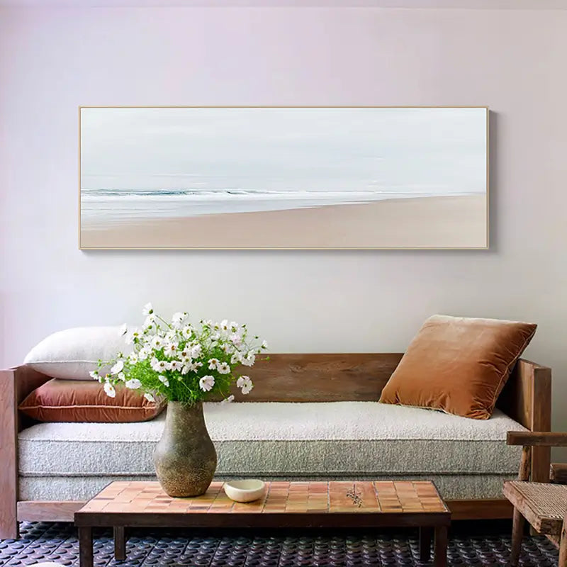 Minimalist Beach Landscape Painting | Neutral Textured Coastal Decor #JJ 159
