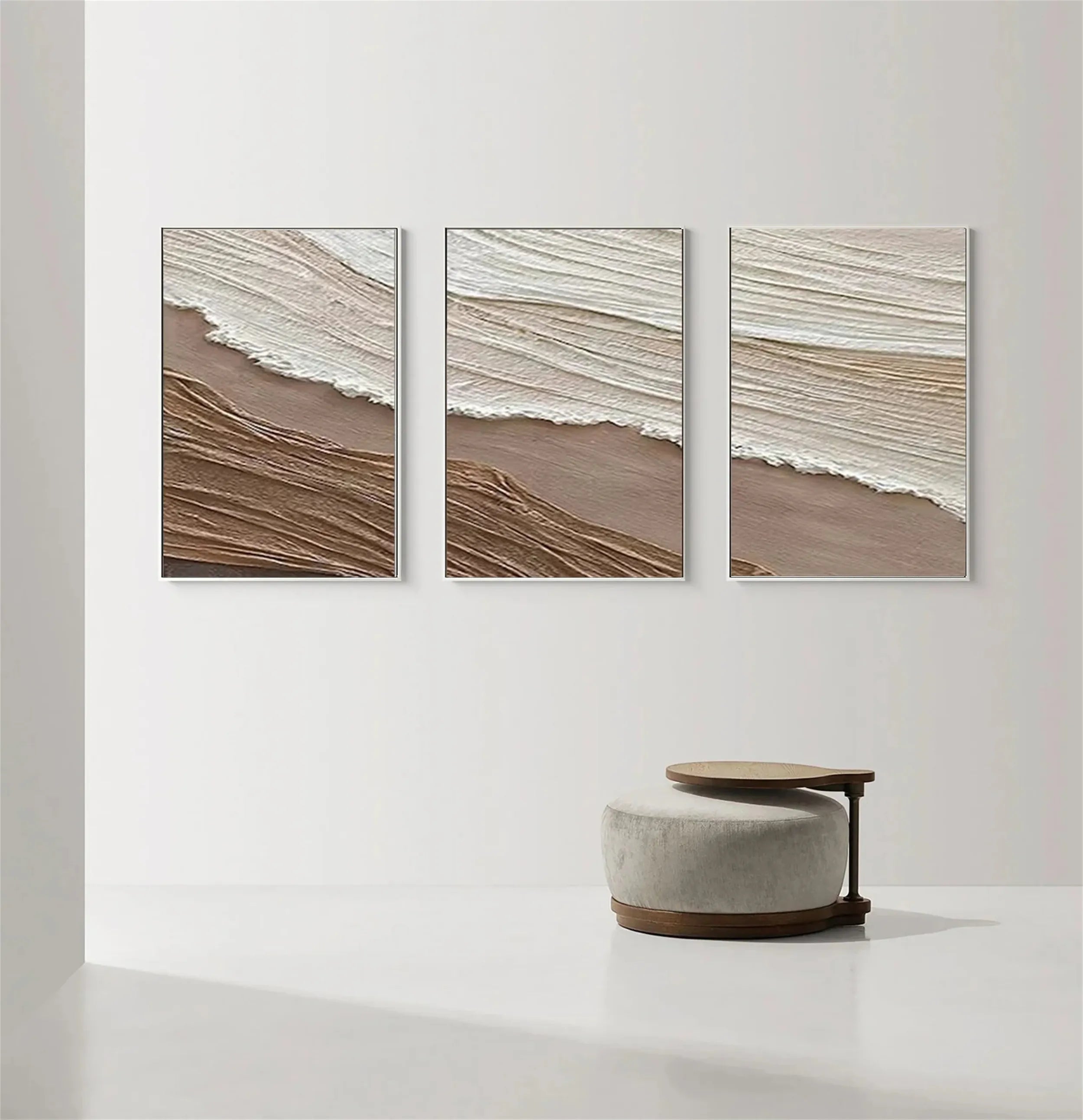 Textured Neutral Wall Art Set | 3 Piece Coastal Ocean Canvas #ZZ 061
