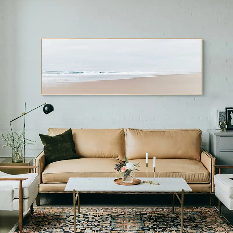 Minimalist Beach Landscape Painting | Neutral Textured Coastal Decor #JJ 159
