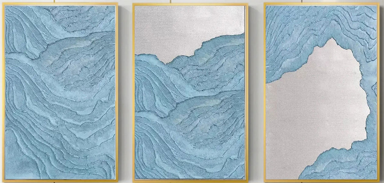 Abstract Art- 2/3 Piece Blue Wall Art for Living Room  #JJ 210