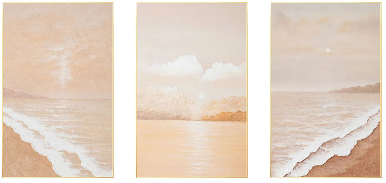 Soft Beige Beach Trio - Serene Coastal Abstract Wall Art #JJ 209
