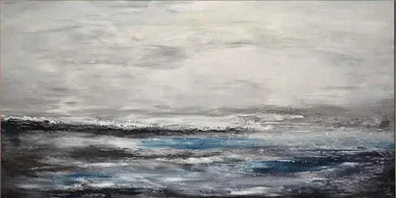 Panoramic Grey Seascape Abstract Oil Painting for Home Decor #JJ 182