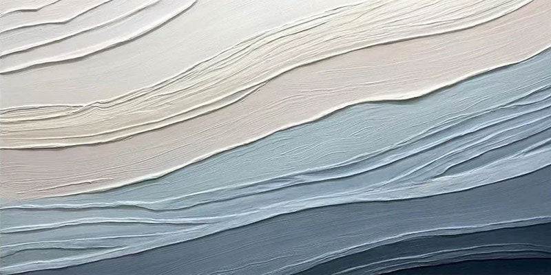 Textured Ocean Waves  - Blue & White Wall Painting #TC 161