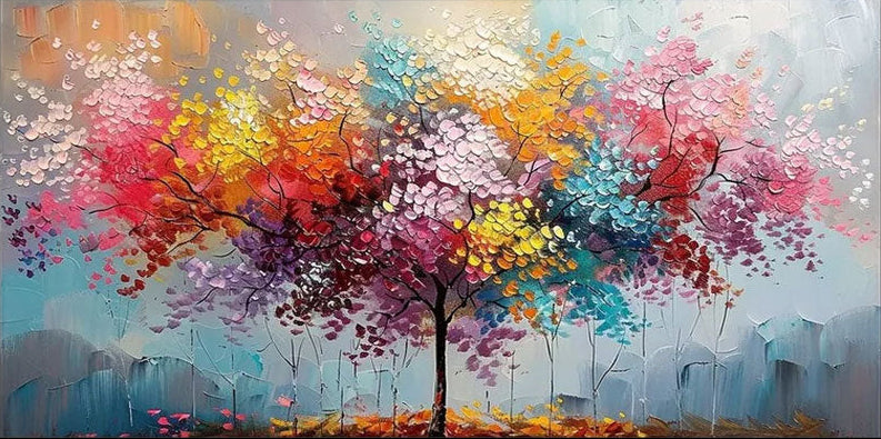 Joyful Blossom Tree Abstract - Vibrant Colorful Art #JJ 040