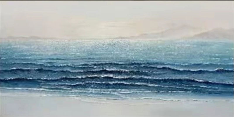 Large Ocean Waves Abstract Wall Art Painting for Dining Room Decor #JJ 246