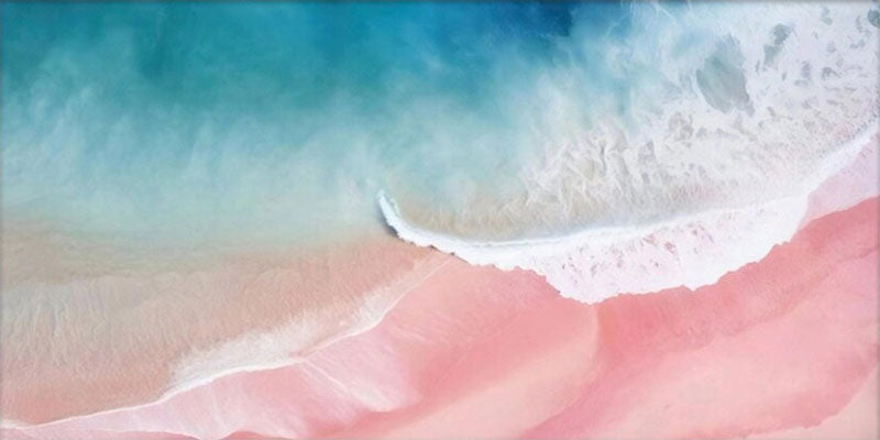 Serene Pink Teal Aerial Beach Abstract Sea Waves Texture Painting Canvas #JJ 265