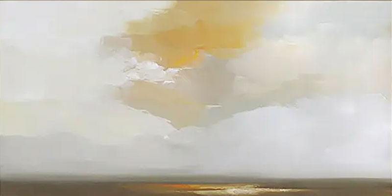 Earth Tone Horizon Abstract Wall Art-Modern Landscape Painting Canvas #JJ 263