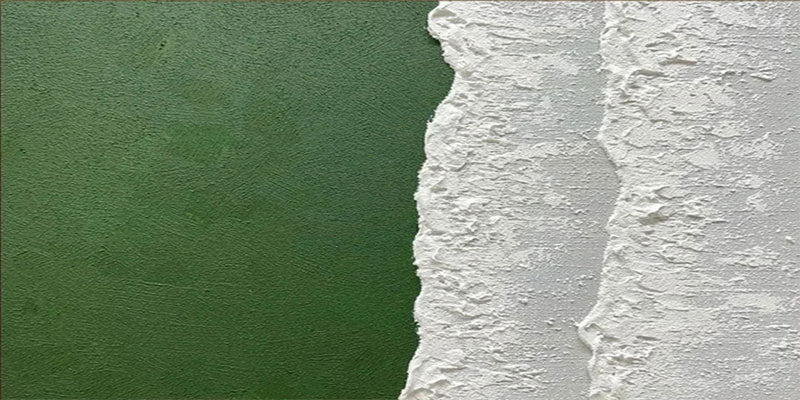 Verdant Shore – Minimalist Green Ocean  Textured Abstract Canvas #JJ 260