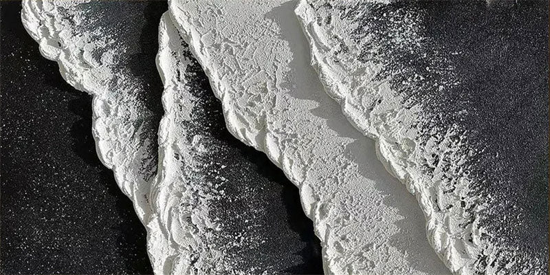 Serene Black White Coast - Textured Minimalist Wall Art #JJ 267