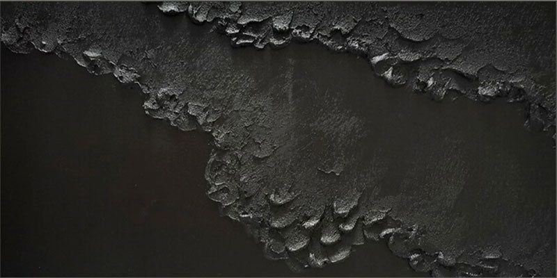 Handmade Modern Black Textured Abstract Wall Art-Coastline Canvas  #JJ 268