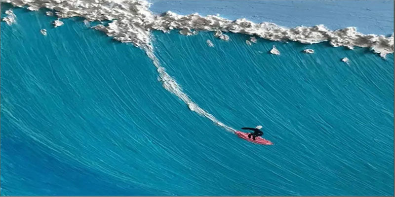 Blue Surfing Textured Abstract Oil Painting - Sport Art for Wall Decor #JJ 185