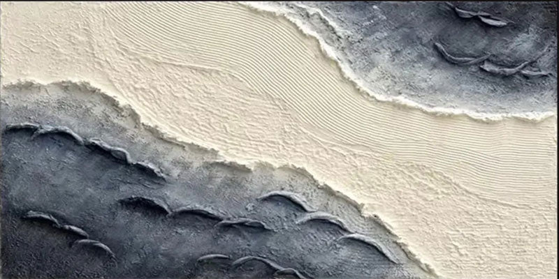Textured Sand & Ocean Wall Art – Modern Minimalist Painting #JJ 177