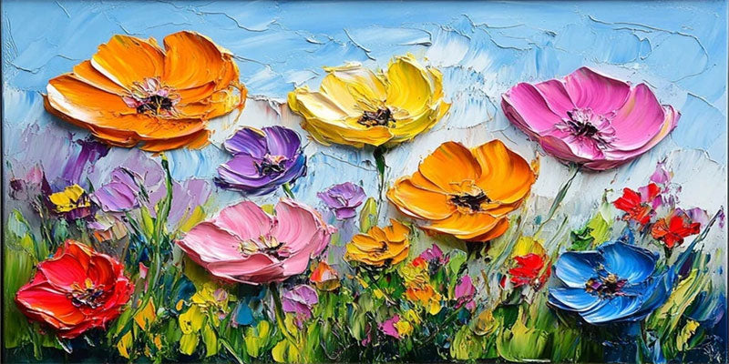 Large - Scale Hand - Painted Oil Painting: Floral Delight for Your Walls #JJ 344