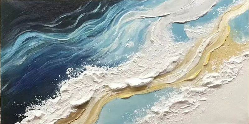 Premium Hand - Crafted Abstract Ocean Wave Artwork for Wall Display #JJ 171