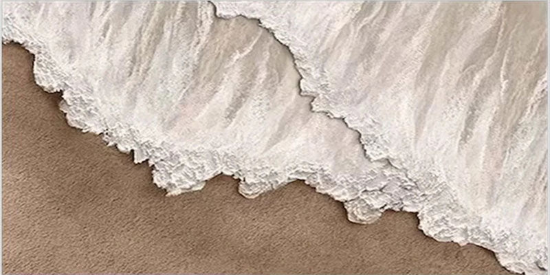Large Horizontal Beige White Textured Beach Abstract - Modern Wall Art #JJ 174