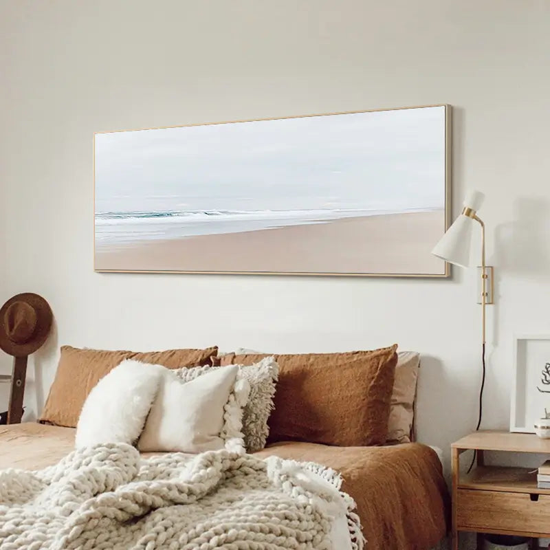 Minimalist Beach Landscape Painting | Neutral Textured Coastal Decor #JJ 159