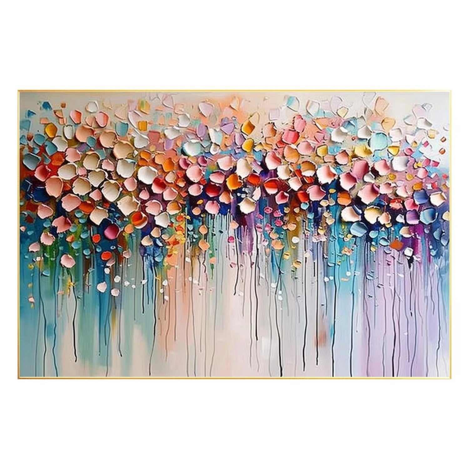 Artistic Living Room Decor: Hand - Painted Floral Oil Painting for Sale #JJ 343