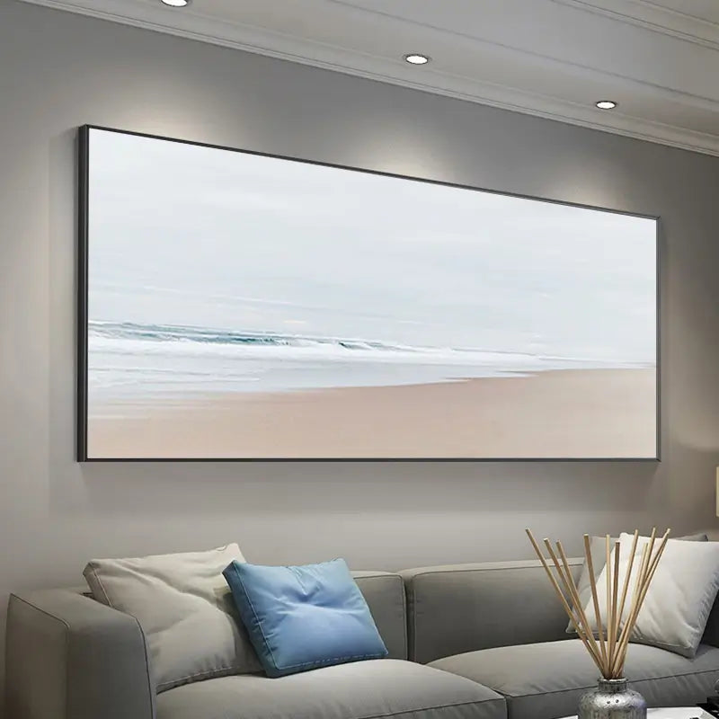 Minimalist Beach Landscape Painting | Neutral Textured Coastal Decor #JJ 159