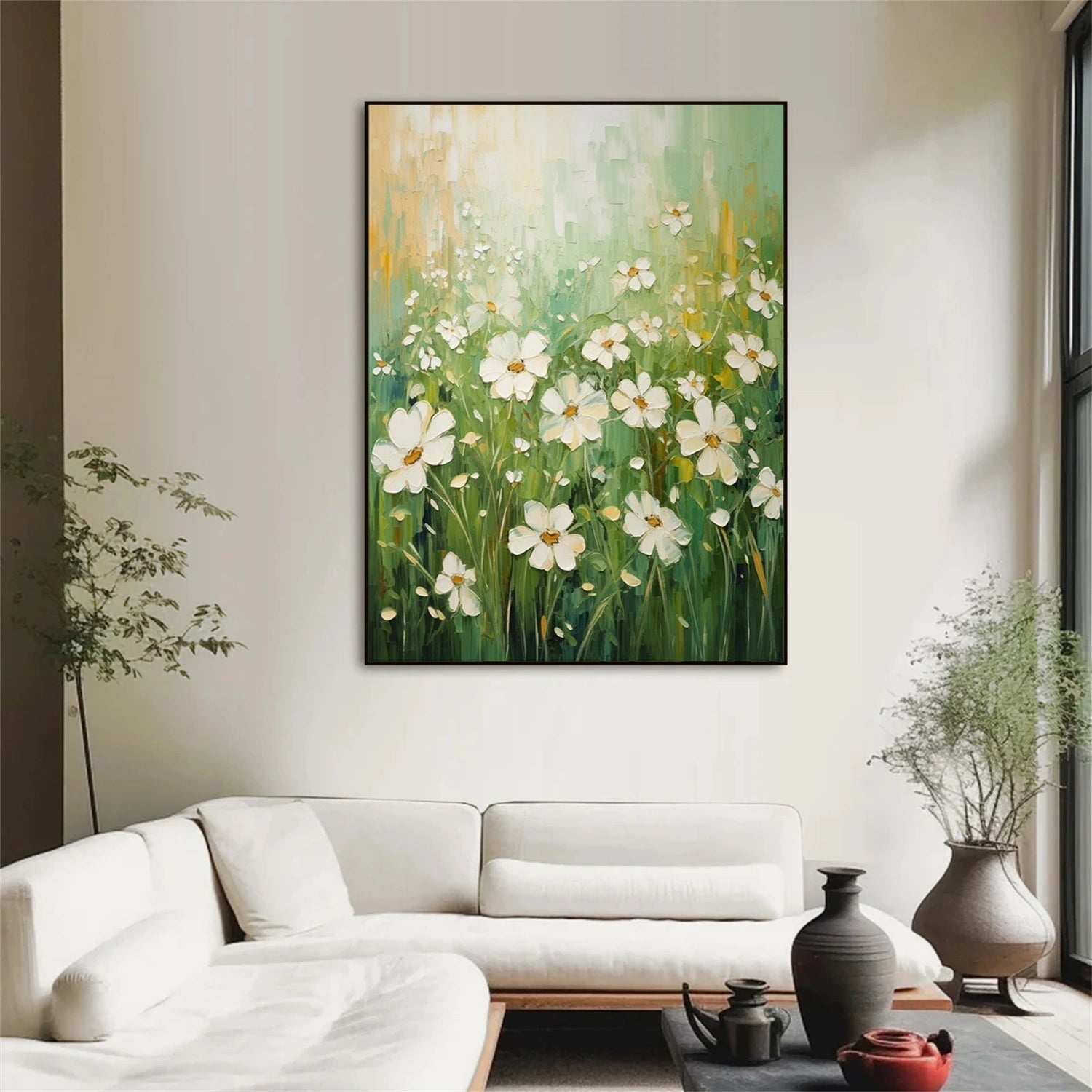 Vibrant Field of Flowers Art – Modern Floral Canvas for Decor #JJ 289