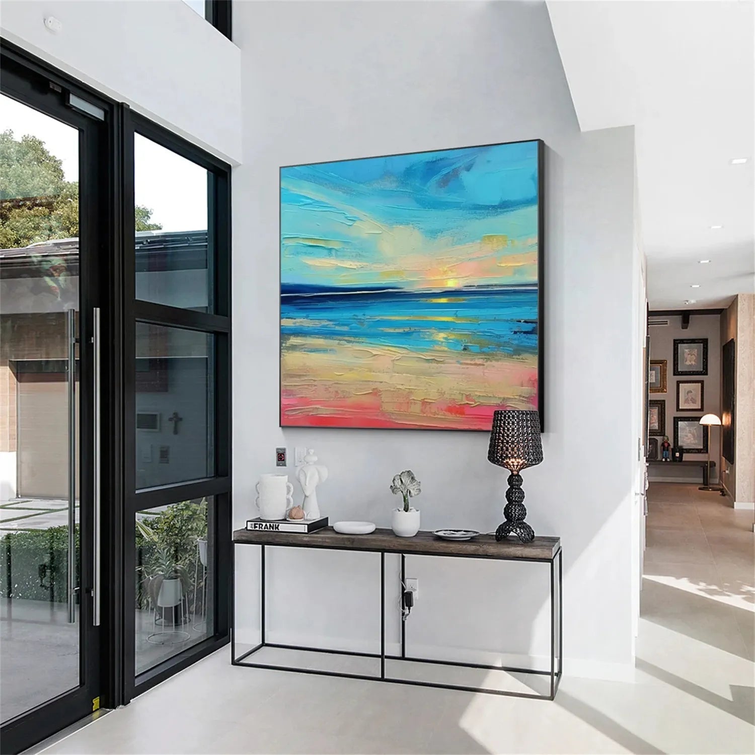 Sunrise Seascape Textured Oil Painting - Modern Coastal Wall Decor #JJ 184