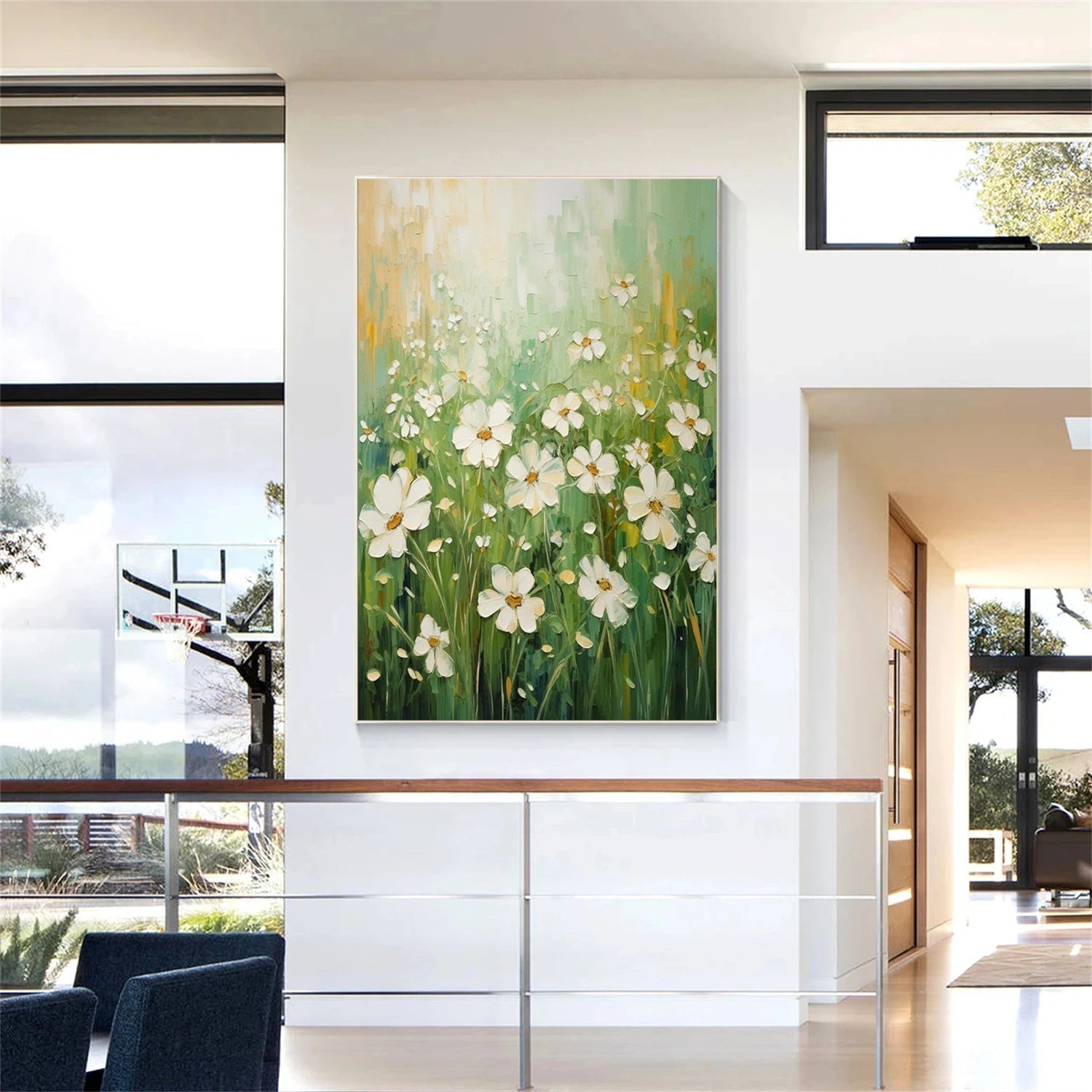 Vibrant Field of Flowers Art – Modern Floral Canvas for Decor #JJ 289