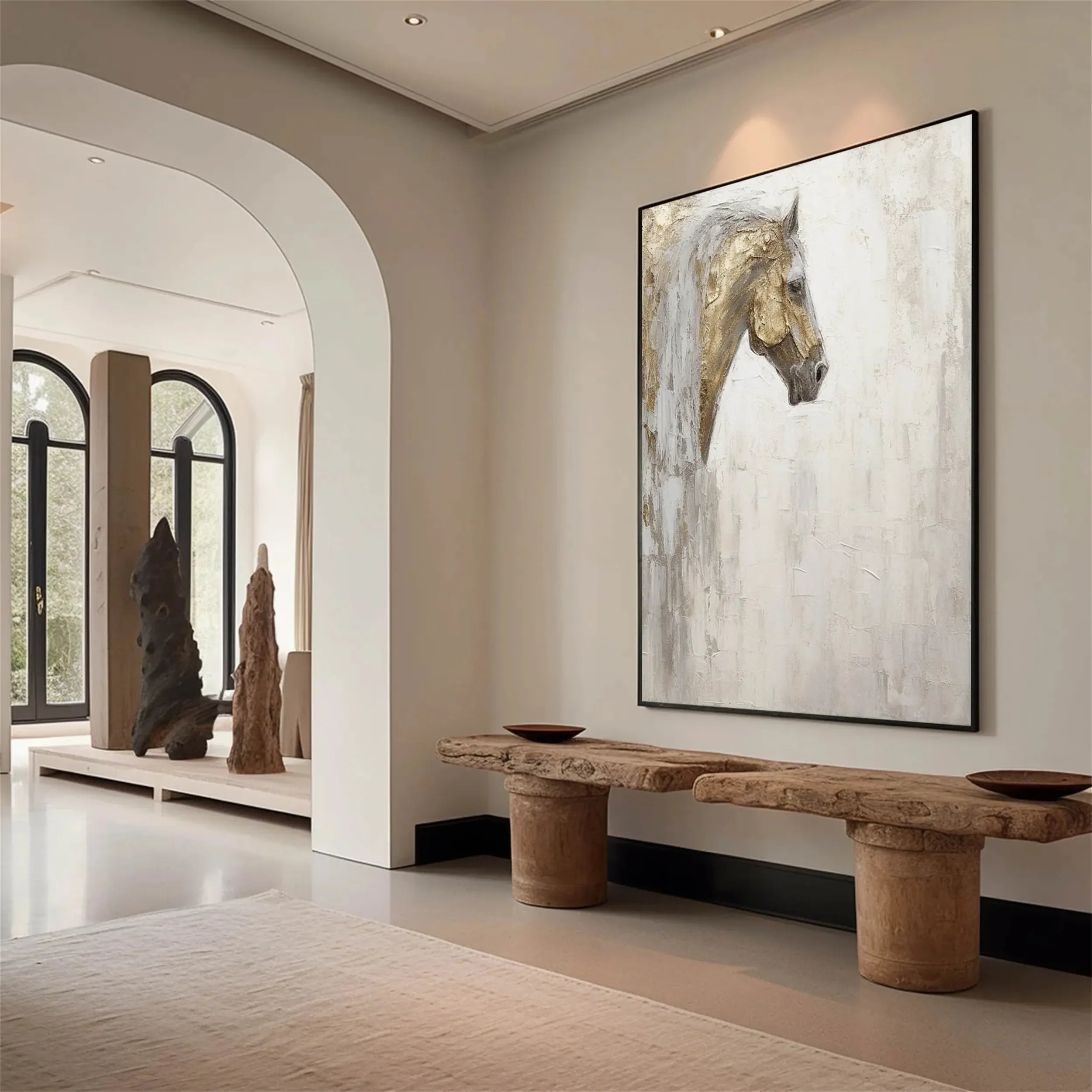Textured Horse Portrait Oil Painting | Large Equine Wall Art #ZZ 015