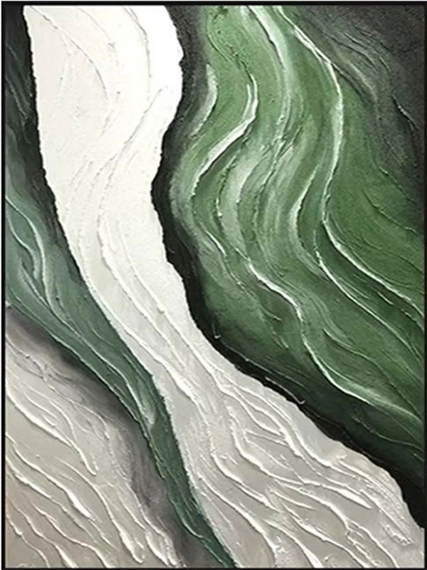 Handmade Abstract Art Green Ocean Wave  Large Wall Art #JJ 221