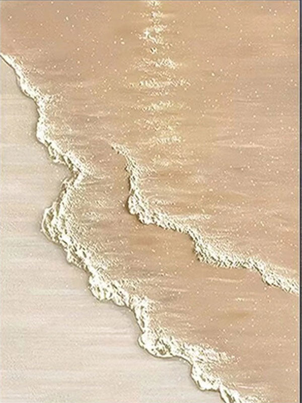 Calm Coastal Sand Textured Abstract - Beige and White Minimalist Oil Painting #JJ 133