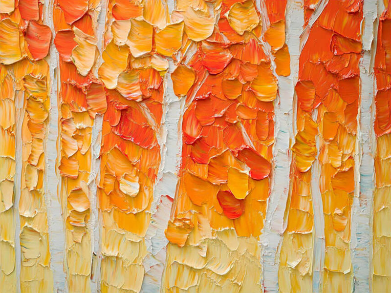 Golden Autumn Tree Hand-Painted Oil Painting | Textured Landscape #JJ 432