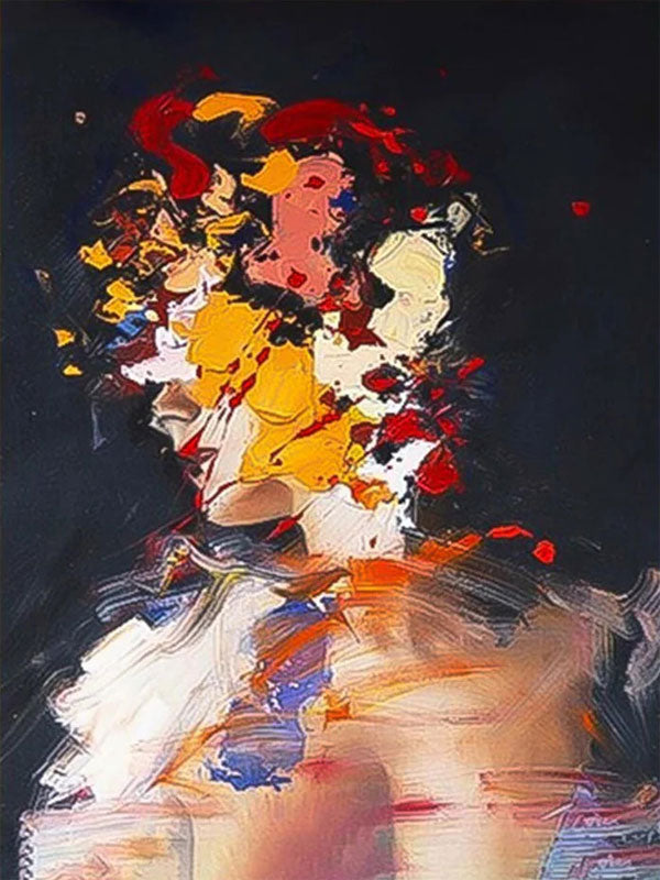 Color Abstract Face Art on Canvas| Big Vertical Textured Painting #JJ 290