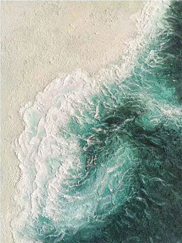 Abstract Landscape Painting | Textured Green Beige Modern Art #JJ 226