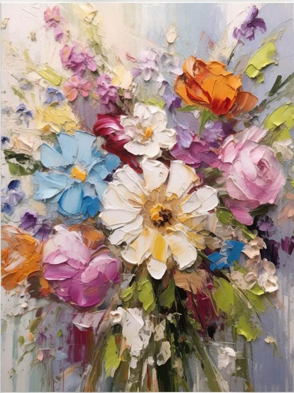 Entryway Wall Decor Colorful Flowers | Vibrant Bouquet Art #JJ 309