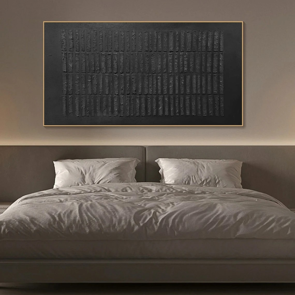 Large Modern Black Textured Wall Art #TC 084