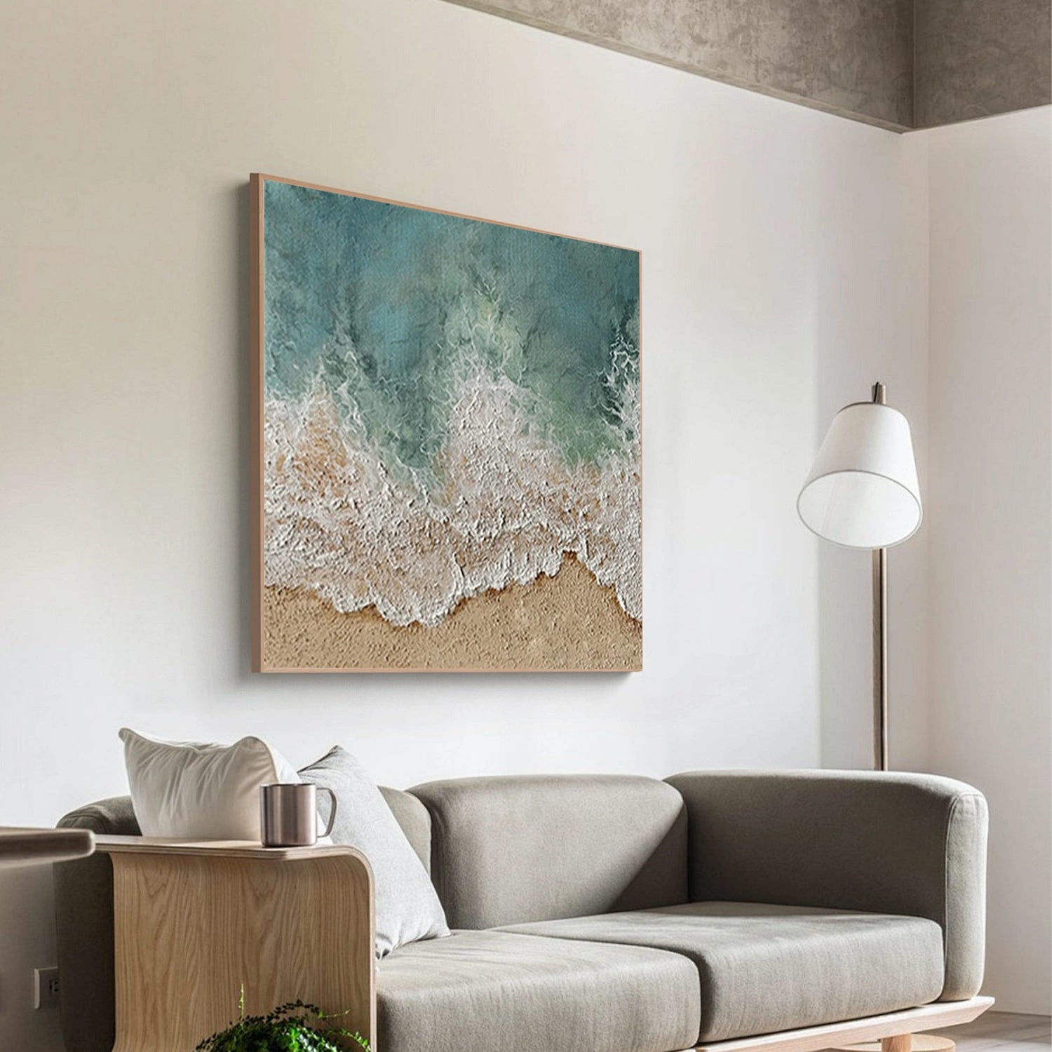 Textured Ocean Abstract Art | Coastal Beach Painting #JJ 139