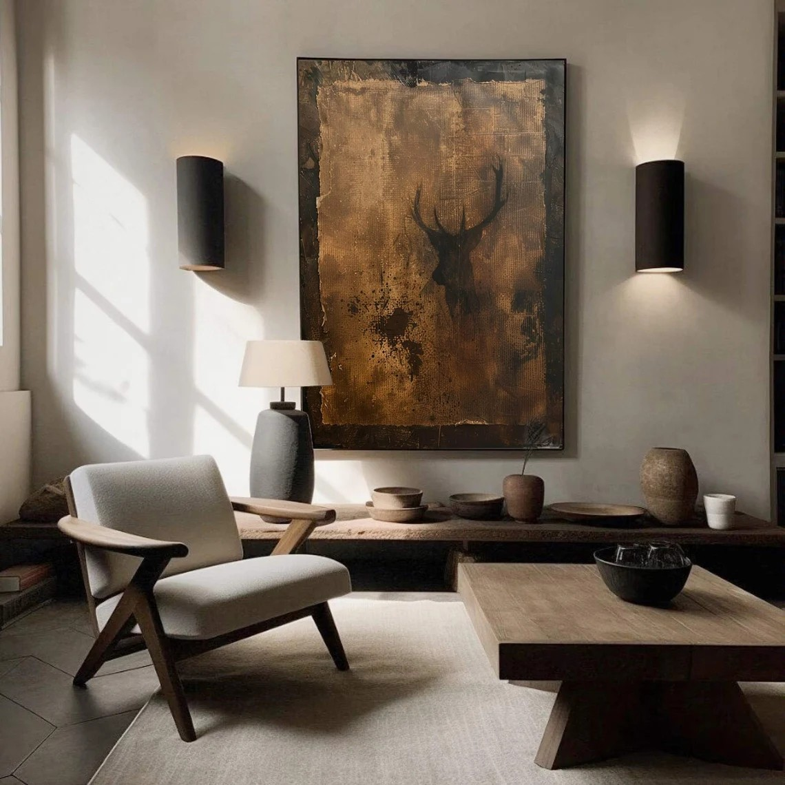 Wabi Sabi Wall Art - Handmade Textured Painting with Earthy Hues  #TC 014